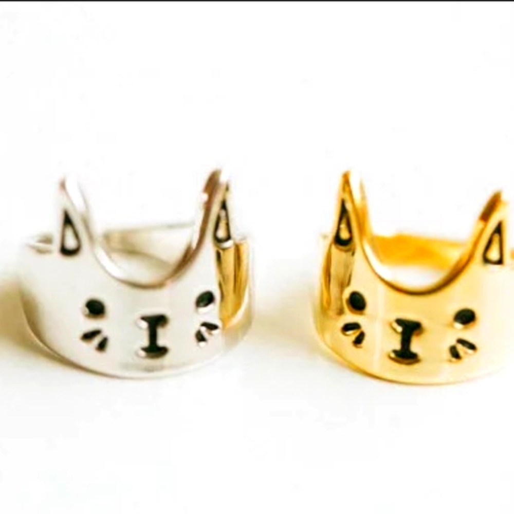 2/$15 😺 Kitty Face Rings 😸 Gold or Silver 😸